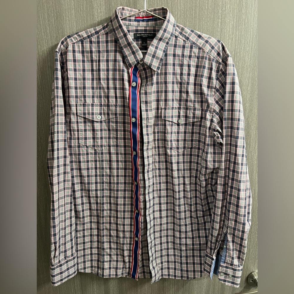 Banana Republic Striped Men's Slim Fit Button Down Shirt Size L